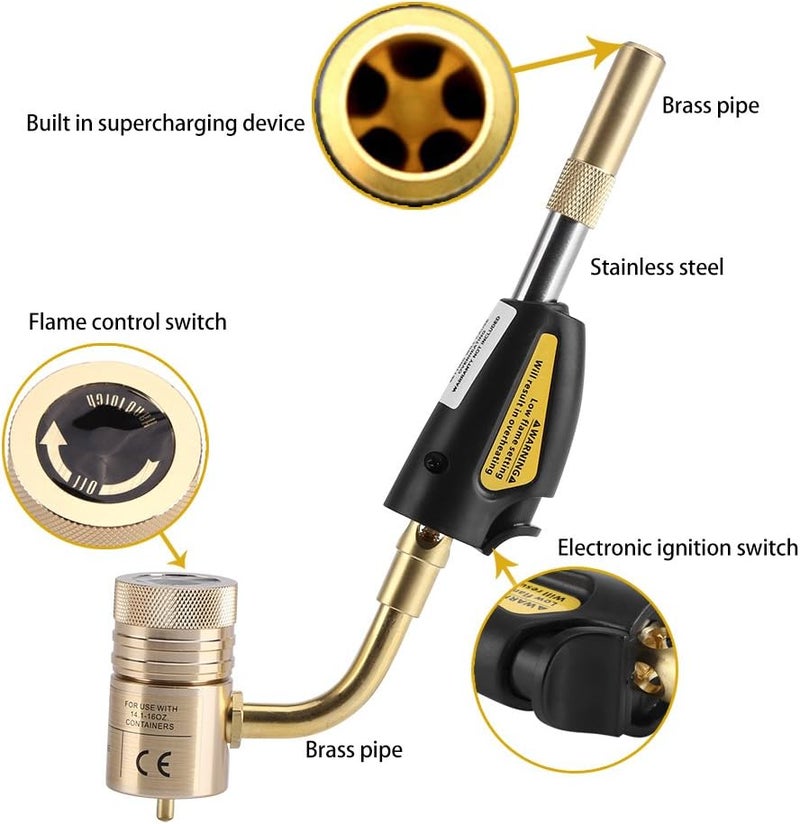 klarako Trigger Start Torch, Gas Self Ignition Turbo Torch Brazing Soldering Propane Welding Plumbing Gun Tool with Ignition Switch and Flame Control Switch - Image 4