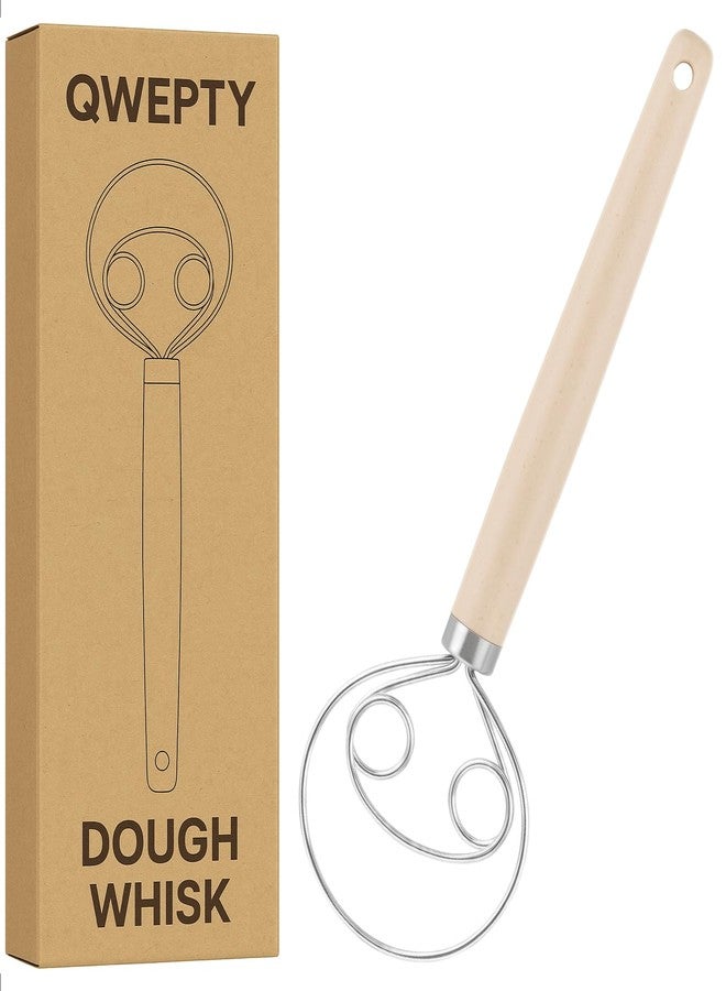 QWEPTY (More Efficient) 10" Danish Dough Whisk 403 Stainless Steel Dutch Style Bread Dough Hand Mixer Blender Plastic Handle Kitchen Baking Tools Artisian Blender[ Food Grade - Non Slip Long-Handle] - Image 1