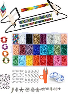 Frame Bead Loom Kit for Beaded Bracelets Earrings Belts Making Includes Seed Beads