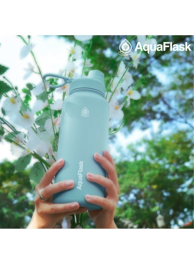 AquaFlask زجاجة ماء 40 أونصة / 1.18 لتر مع غطاء فوهة معزولة بالفراغ من الفولاذ المقاوم للصدأ (أخضر 40 أونصة / 1.18 لتر) - Image 3