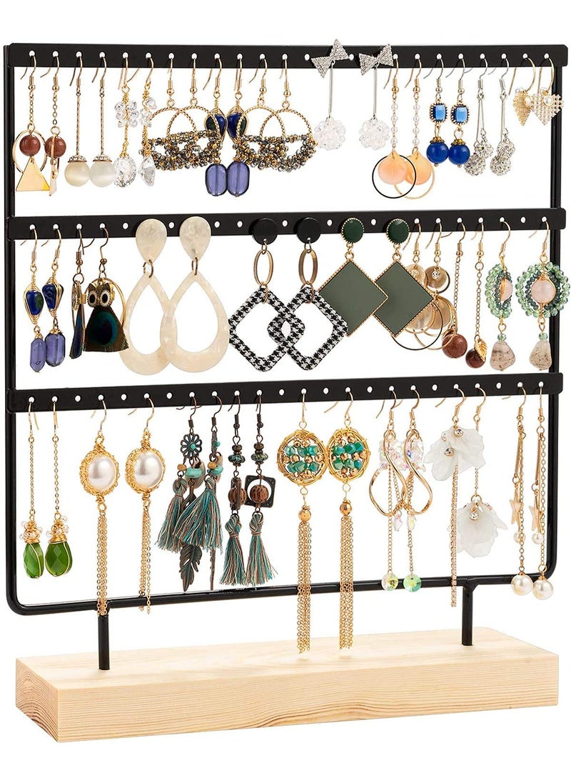 ROLLYWARE ROLLYWARE Metal Earring 3 Layer 70 Holes Stand Organizer Jewelry Display Stands Earring Organizer Stand Suitable To Organize Necklace Bracelets Earring Holder Jewelry Holder Black  - Image 1