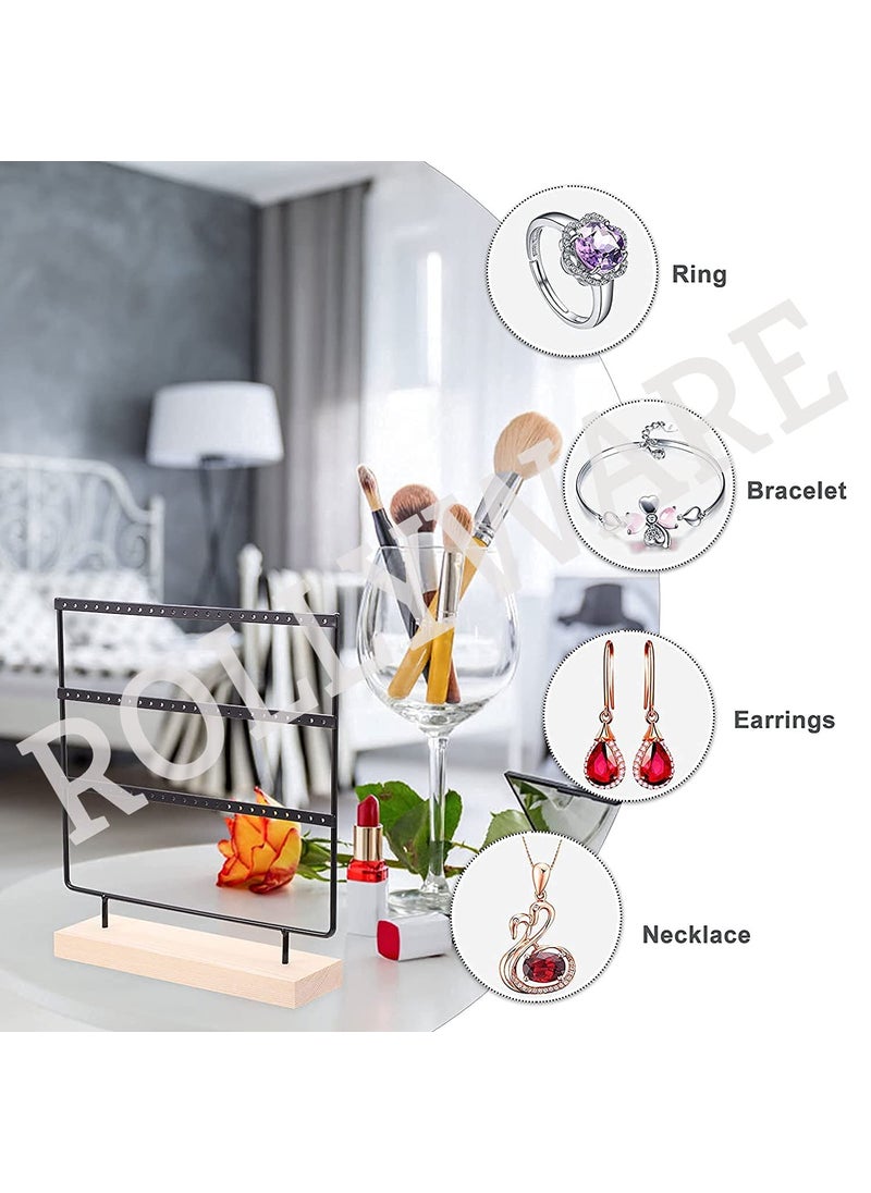 ROLLYWARE ROLLYWARE Metal Earring 3 Layer 70 Holes Stand Organizer Jewelry Display Stands Earring Organizer Stand Suitable To Organize Necklace Bracelets Earring Holder Jewelry Holder Black  - Image 4
