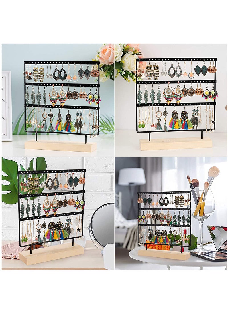 ROLLYWARE ROLLYWARE Metal Earring 3 Layer 70 Holes Stand Organizer Jewelry Display Stands Earring Organizer Stand Suitable To Organize Necklace Bracelets Earring Holder Jewelry Holder Black  - Image 3