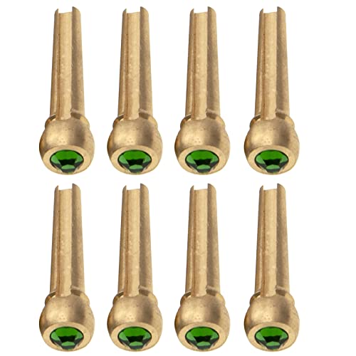 Yootones 8Pcs Yootones Guitar Bridge Pins Solid Brass String Pegs End Pins with Crystal Head Compatible with Folk Acoustic Guitar Music Instrument Parts (Green) - Image 1