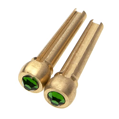 Yootones 8Pcs Yootones Guitar Bridge Pins Solid Brass String Pegs End Pins with Crystal Head Compatible with Folk Acoustic Guitar Music Instrument Parts (Green) - Image 2