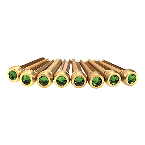 Yootones 8Pcs Yootones Guitar Bridge Pins Solid Brass String Pegs End Pins with Crystal Head Compatible with Folk Acoustic Guitar Music Instrument Parts (Green) - Image 3