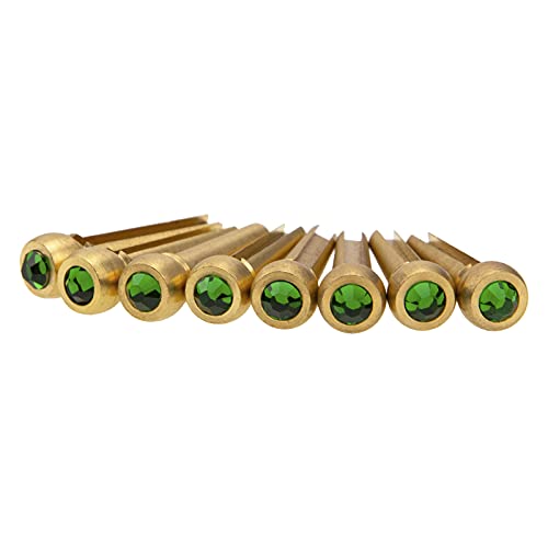 Yootones 8Pcs Yootones Guitar Bridge Pins Solid Brass String Pegs End Pins with Crystal Head Compatible with Folk Acoustic Guitar Music Instrument Parts (Green) - Image 4