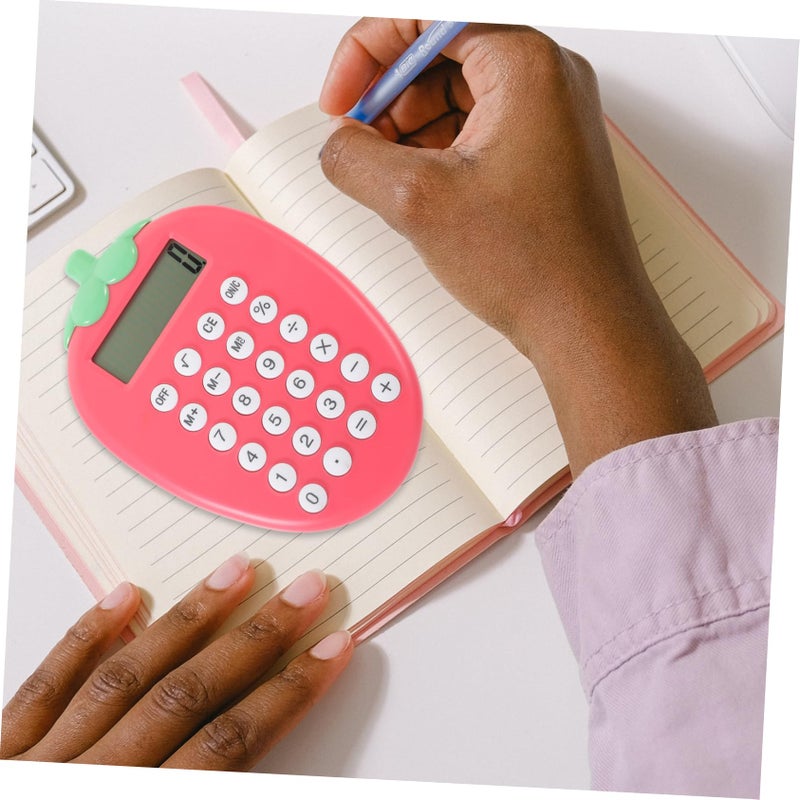 Solar Powered Calculator Cute Strawberry Design Portable Office Student Tool - Image 3