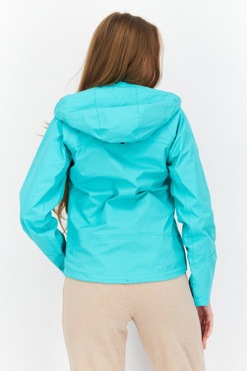 Trespass Women Hooded Long Sleeves Solid Rain Jacket, Green  - Image 2