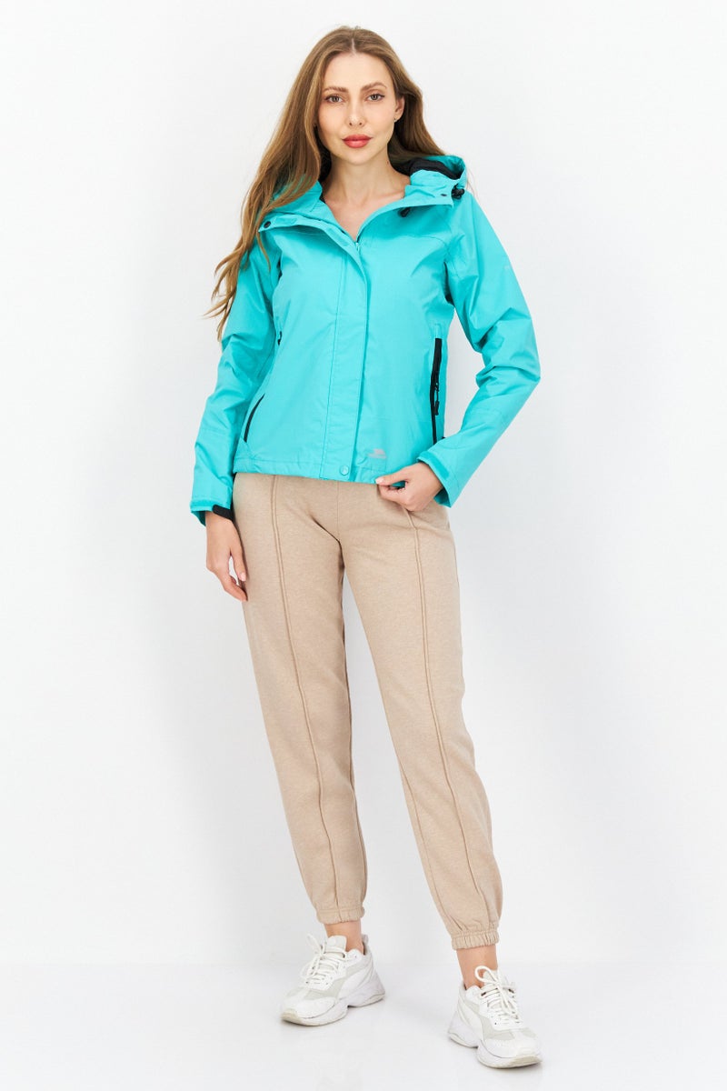 Trespass Women Hooded Long Sleeves Solid Rain Jacket, Green - Image 2