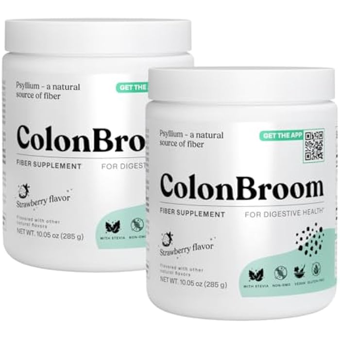 ColonBroom Psyllium Husk Powder - Colon Cleanse for Bloating Relief & Gut Health - Fiber Powder Drink - Easy to Mix - Vegan, Gluten Free, Non-GMO - Strawberry (100 Servings) - Image 1