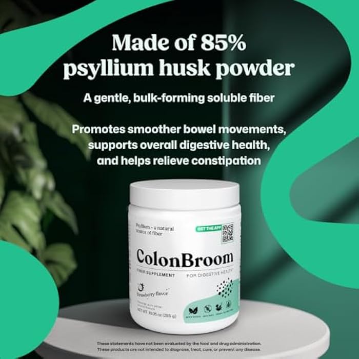 ColonBroom Psyllium Husk Powder - Colon Cleanse for Bloating Relief & Gut Health - Fiber Powder Drink - Easy to Mix - Vegan, Gluten Free, Non-GMO - Strawberry (100 Servings) - Image 4