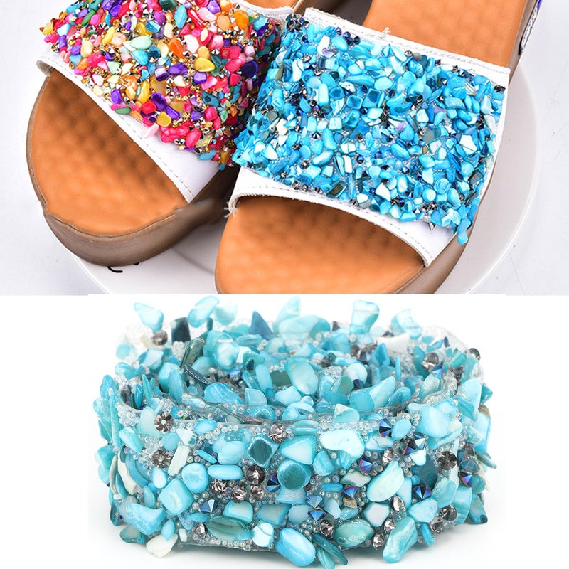 1m DIY Shiny Colorful Stone Trim Ribbon Decoration Accessory Crafts Sewing Dress Decor(#05) - Image 5
