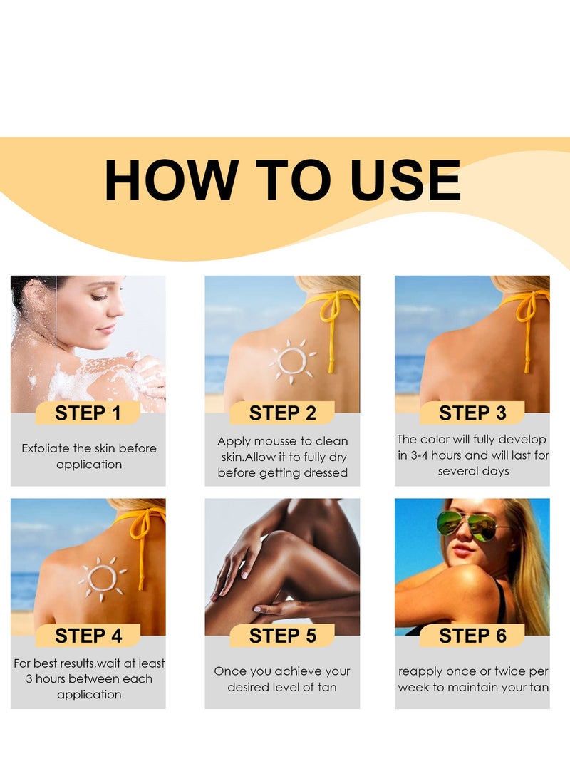 Jaysuing Tanning Mousse Streak-Free Quick Dry Self Tanning Mousse All Skin Types Self Tanner Mousse 60ml  - Image 3