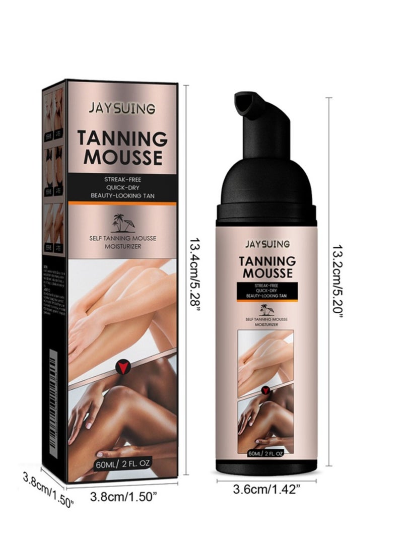 Jaysuing Tanning Mousse Streak-Free Quick Dry Self Tanning Mousse All Skin Types Self Tanner Mousse 60ml  - Image 4