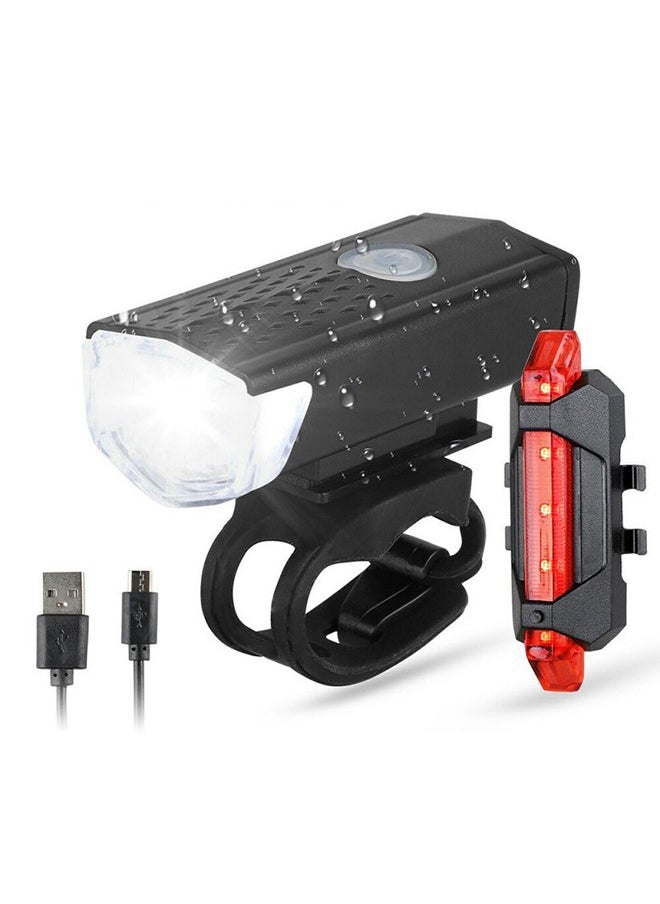 RAY-BOW Bike Lights, USB Rechargeable Bike Lights Set, 3 Modes Support 360° Rotation, IP65 Waterproof Bicycle Lights, 1 Headlight and 1 Taillights, Easy to Fit  - Image 1