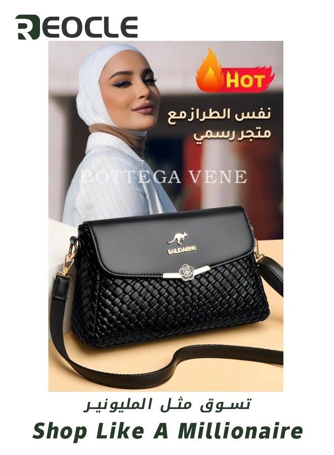 REOCLE Woven Crossbody Bags for Women Woven Leather Shoulder Crossbody Bag Satchel Bag Woven Handbag Purses  - Image 5