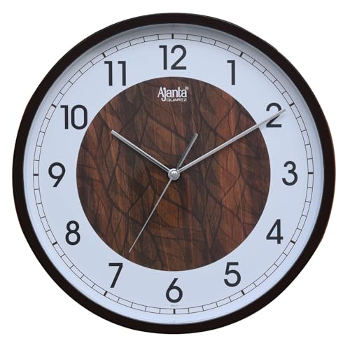 Orpat Ajanta Analog Wall Clock for Home and Offices Silent Sweep Movement 12 Inches Wall Clock (Brown_30 x 30 x 4 cm), Plastic - Image 1