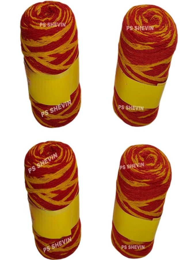 PS SHEVIN Big Kalawa Raksha Sutra Dhaga Pack of 4 Pieces 100% Cotton Sacred Thread Hindu Moli Pasupu Thadu, Religious Red and Yellow Dhaga || Pooja Mauli Puja Kalawa for Hand HNJ112 - Image 2