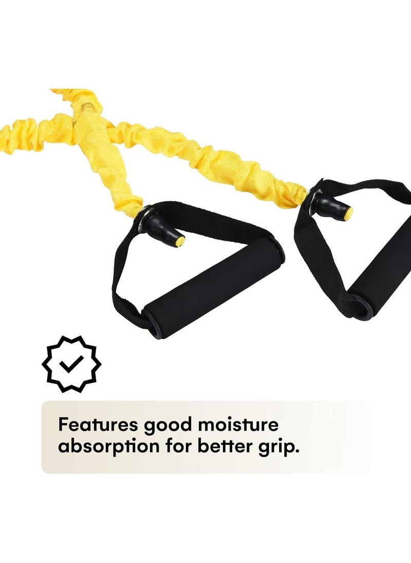 Excefore Fitness Resistance Band with Handles, Home Gym Resistance Training, Tension Rope for Abdomen, Waist, Arm, Shoulder for Men & Wome, Perfect Muscle Toner  - Image 4
