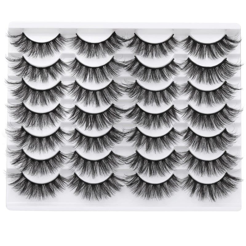 wiwoseo False Eyelashes Natural Wispy Fluffy Cat Eye Lashes 16MM Faux Mink Lashes Crossed Strip Eye Lashes 14 Pairs Pack - Image 1