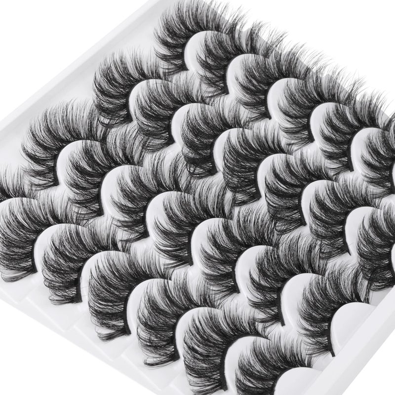 wiwoseo False Eyelashes Natural Wispy Fluffy Cat Eye Lashes 16MM Faux Mink Lashes Crossed Strip Eye Lashes 14 Pairs Pack - Image 4