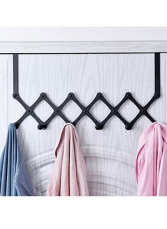 Arabest 6 Hooks Expandable Coat Rack Hanger, Over The Door Hooks Metal Door Hanger Holder, for Coats Robes Hats Umbrella,Black  - Image 5