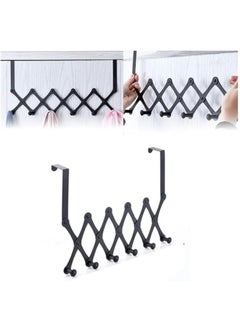 Arabest 6 Hooks Expandable Coat Rack Hanger, Over The Door Hooks Metal Door Hanger Holder, for Coats Robes Hats Umbrella,Black  - Image 1