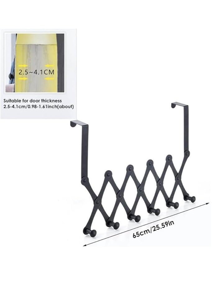 Arabest 6 - Hook Expandable Over The Door Coat Rack: Transform Door Space for Tidy Coats, Robes, Hats & Umbrellas, Sturdy Black Metal with No Drilling Needed - Image 2