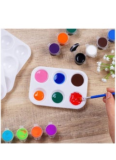 KASTWAVE 5 PCS White Plastic Paint Palettes 6 Well Rectangular Watercolor Palette Painting Tray for Painting Party, DIY Craft and Art Painting  - Image 2