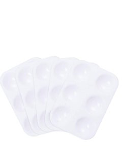 KASTWAVE 5 PCS White Plastic Paint Palettes 6 Well Rectangular Watercolor Palette Painting Tray for Painting Party, DIY Craft and Art Painting  - Image 1