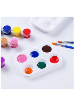 KASTWAVE 5 PCS White Plastic Paint Palettes 6 Well Rectangular Watercolor Palette Painting Tray for Painting Party, DIY Craft and Art Painting  - Image 3