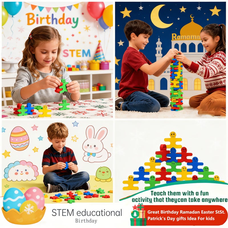 32pcs Collectible Cartoon Balance Wooden Blocks STEM Educational Fine Motor Skills Toy - Image 1