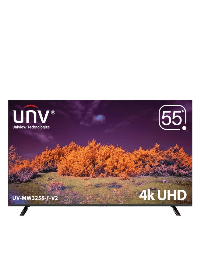 Unview 55" 4K UHD LED Monitor – 60Hz Large-Screen Gaming & Office Display, Slim Bezel, 2× HDMI + 2× DP, Built-in Speakers, VESA 200×200 Wall Mount - Image 1