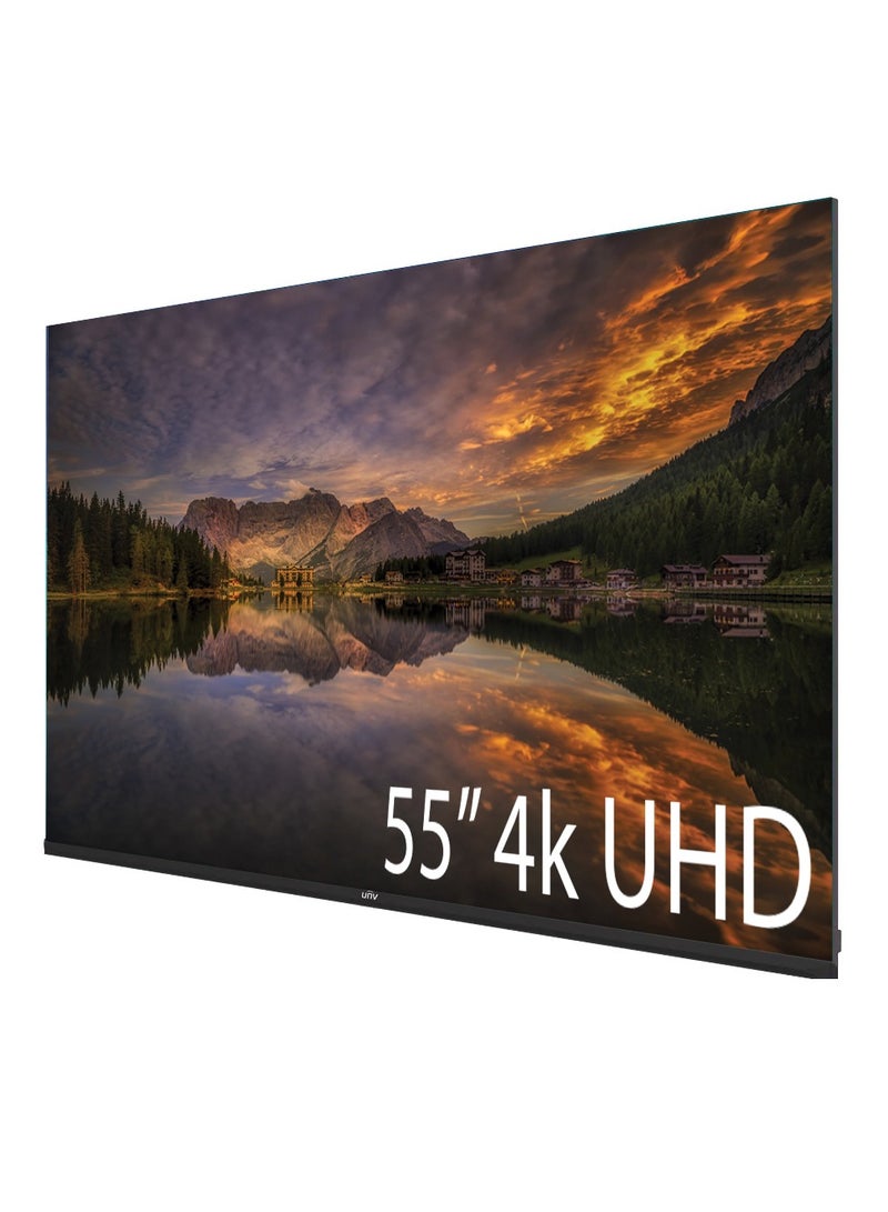 Unview 55" 4K UHD LED Monitor – 60Hz Large-Screen Gaming & Office Display, Slim Bezel, 2× HDMI + 2× DP, Built-in Speakers, VESA 200×200 Wall Mount - Image 2