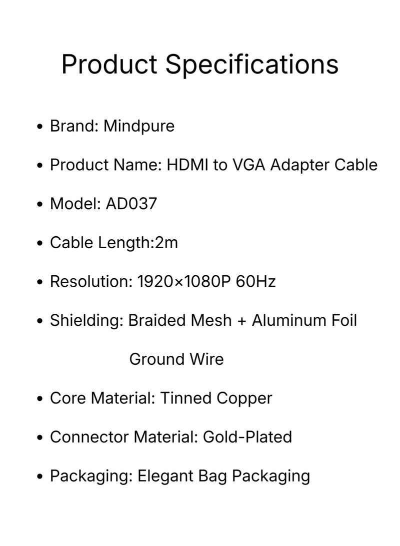 مينديبوريت كابل Mindpure من HDMI إلى VGA بطول 2 متر، أحادي الاتجاه من الكمبيوتر (HDMI) إلى الشاشة (VGA)، ذكر إلى ذكر، متوافق مع اللابتوب، الكمبيوتر المكتبي، البروجكتور، وXbox - Image 5
