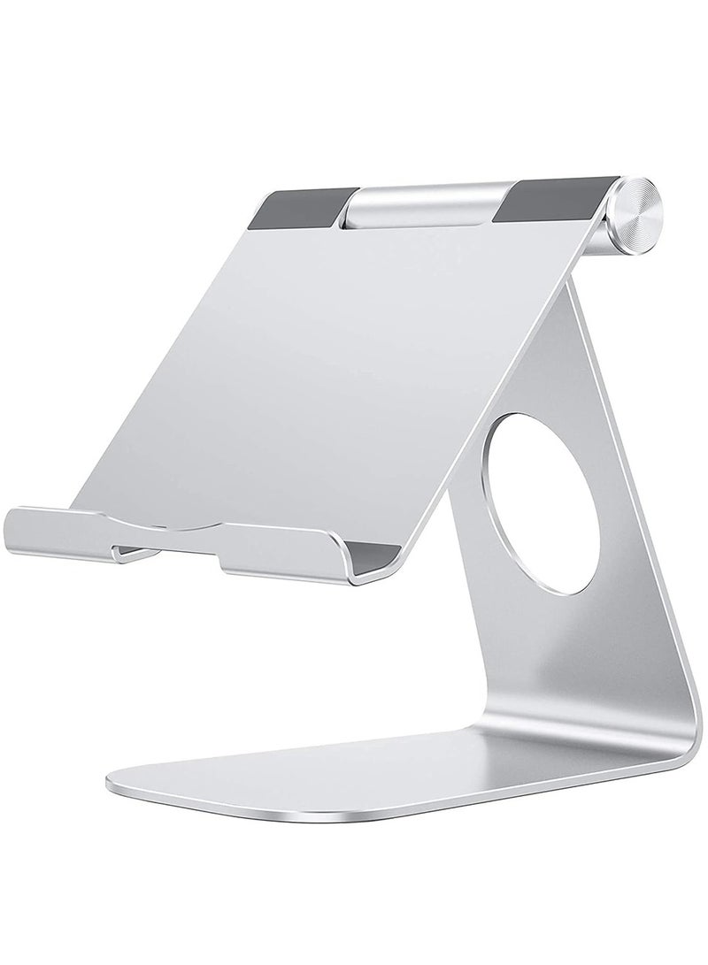 Tablet Stand Holder Adjustable, T1 Desktop Aluminum Tablet Dock Cradle Compatible with iPad Air/Mini, iPad 10.2/9.7, iPad Pro 11/12.9, Samsung Tab and More Up to 12.9 inch, Silver  - Image 1