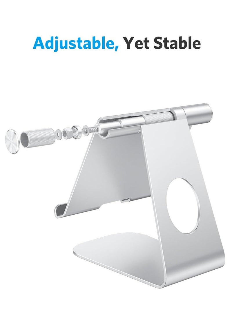 Tablet Stand Holder Adjustable, T1 Desktop Aluminum Tablet Dock Cradle Compatible with iPad Air/Mini, iPad 10.2/9.7, iPad Pro 11/12.9, Samsung Tab and More Up to 12.9 inch, Silver  - Image 2