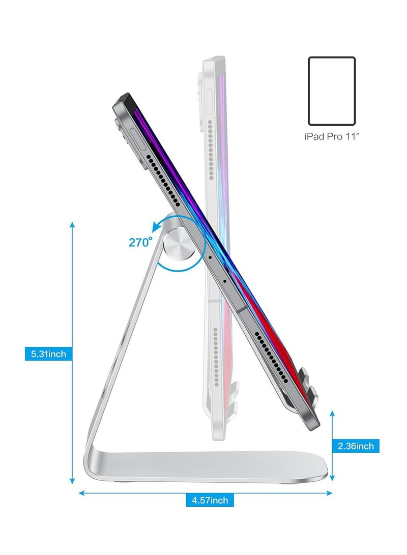 Tablet Stand Holder Adjustable, T1 Desktop Aluminum Tablet Dock Cradle Compatible with iPad Air/Mini, iPad 10.2/9.7, iPad Pro 11/12.9, Samsung Tab and More Up to 12.9 inch, Silver  - Image 3
