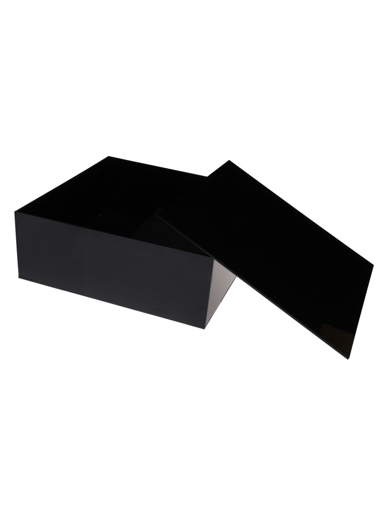 Lamsit Ibdaa صندوق عرض كعك أكريليك من LAMSIT IBDAA بلمسة نهائية مرآة، صندوق عرض هدايا للمقتنيات والمجوهرات والحماية من الغبار والتخزين 18 × 18 × 5 بوصات، أسود - Image 3