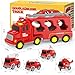 FunMission Toddlers Fire Truck for Kids 39 Year Old5 in 1 Friction Power Vehicle Car for 3 4 5 6 7 Years Old Boys GirlsCarrier Truck Transport Toys for Christmas and Birthday Gifts - Image 4