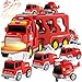 FunMission Toddlers Fire Truck for Kids 39 Year Old5 in 1 Friction Power Vehicle Car for 3 4 5 6 7 Years Old Boys GirlsCarrier Truck Transport Toys for Christmas and Birthday Gifts - Image 2