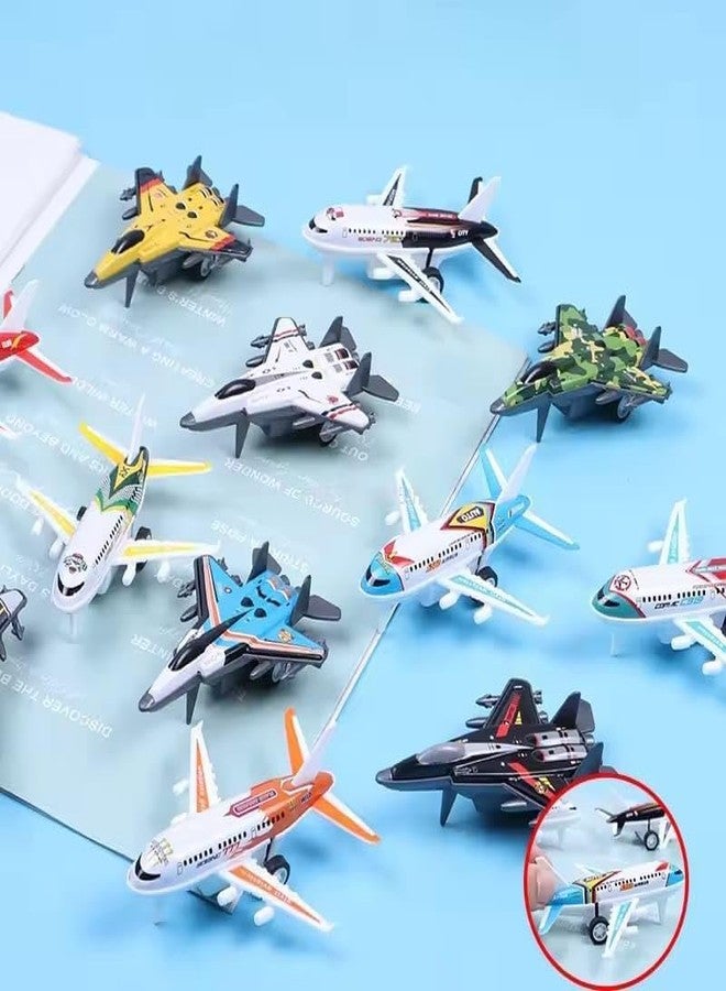 Space Enterprises Mini Metal Fighter Jet and Airplane Set for Kids | Push and Go Unbreakable Friction Powered Aiplane Set Toys | Ideal Gift or Return Gifts for Kids - Multicolor (Pack of 12) - Image 4