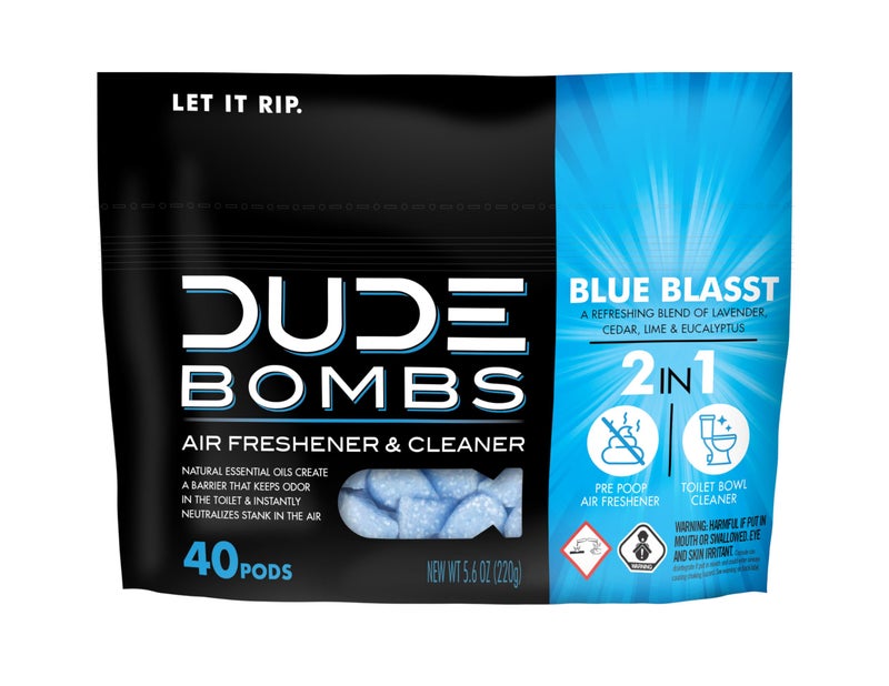 DUDE Bombs - Toilet Stank Eliminator - 1 Pack, 40 Pods - Fresh Scent 2-in-1 Stank Eliminator + Toilet Bowl Freshener - Refreshing Blend of Lavender, Cedar, Lime, and Eucalyptus - Image 1