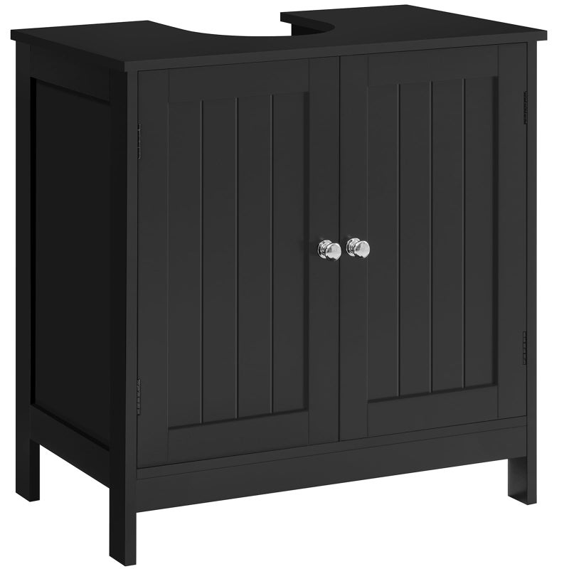 Iwell Pedestal Sink Storage Cabinet with 2 Doors and Shelf, Under Sink Cabinet, Bathroom Sink Cabinet with U-Shape, Black - Image 1