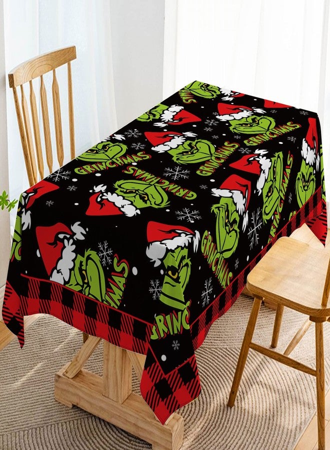 Hafangry Green Christmas Tablecloth Merry Xmas Winter Holiday Party Decoration Rectangular Kitchen Dining Room Home Decor -60×84 inch - Image 1
