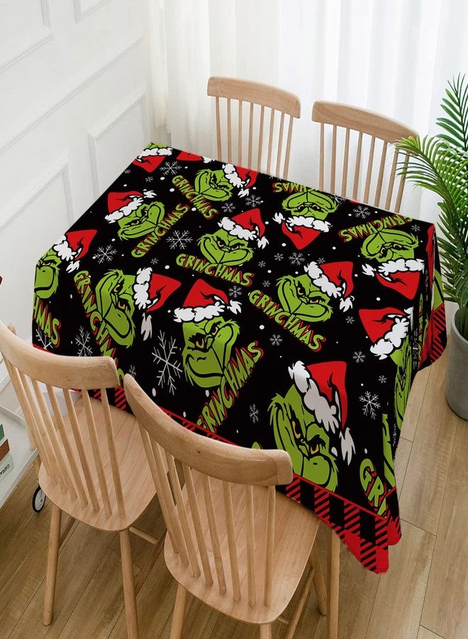 Hafangry Green Christmas Tablecloth Merry Xmas Winter Holiday Party Decoration Rectangular Kitchen Dining Room Home Decor -60×84 inch - Image 2