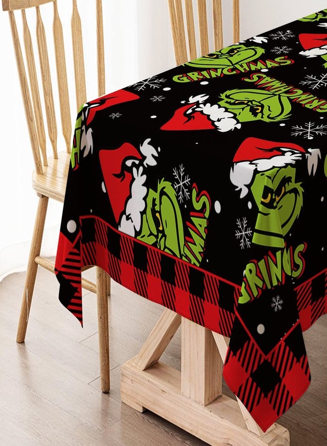 Hafangry Green Christmas Tablecloth Merry Xmas Winter Holiday Party Decoration Rectangular Kitchen Dining Room Home Decor -60×84 inch - Image 5