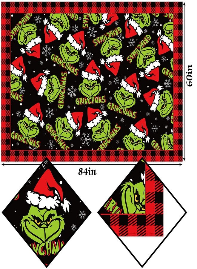 Hafangry Green Christmas Tablecloth Merry Xmas Winter Holiday Party Decoration Rectangular Kitchen Dining Room Home Decor -60×84 inch - Image 3