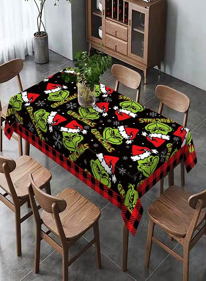Hafangry Green Christmas Tablecloth Merry Xmas Winter Holiday Party Decoration Rectangular Kitchen Dining Room Home Decor -60×84 inch - Image 4